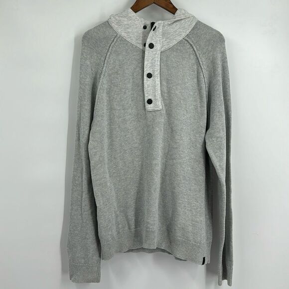 Express Half Zip Button Up Gray Hoodie Sweater Large - Picture 1 of 9